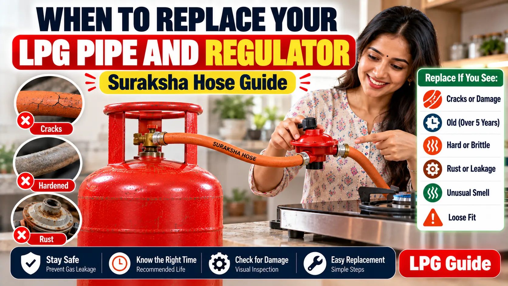 When to Replace Your LPG Pipe and Regulator: Suraksha Hose Guide ...